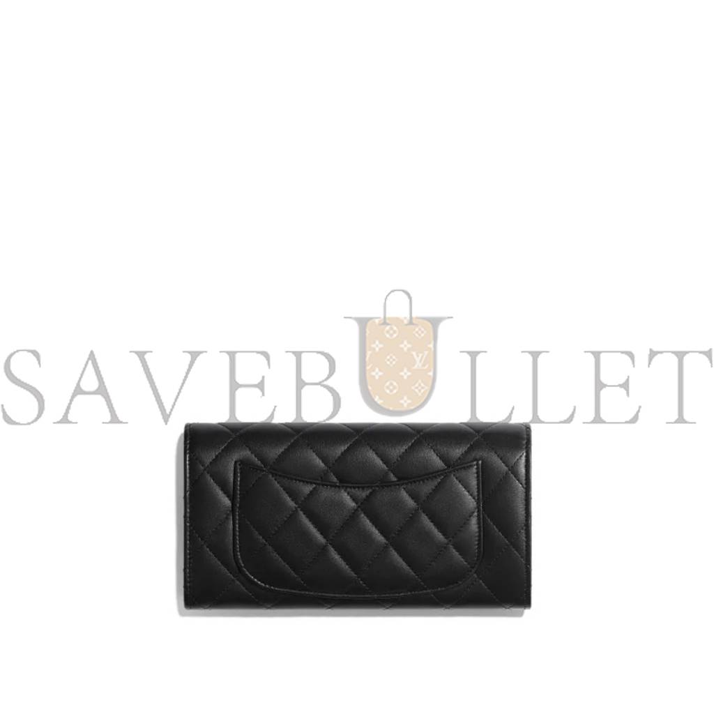 Ch*el classic long flap wallet silver hardware ap0241 y01480 c3906 （19.5*10.5*3cm）